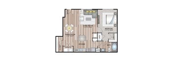 888 SF One Bedroom Crownpoint floor plan at The Lodge at Heritage Lakes in Lincoln, NE