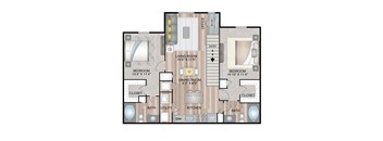 1120 SF Two Bedroom Cornhusker Courtyard floor plan at The Lodge at Heritage Lakes in Lincoln, NE
