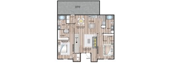 1085 SF Two Bedroom Firethorn Overlook floor plan at The Lodge at Heritage Lakes in Lincoln, NE