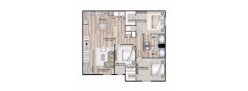 1326 SF Three Bedroom Tri-Court Courtyard  floor plan at The Lodge at Heritage Lakes in Lincoln, NE