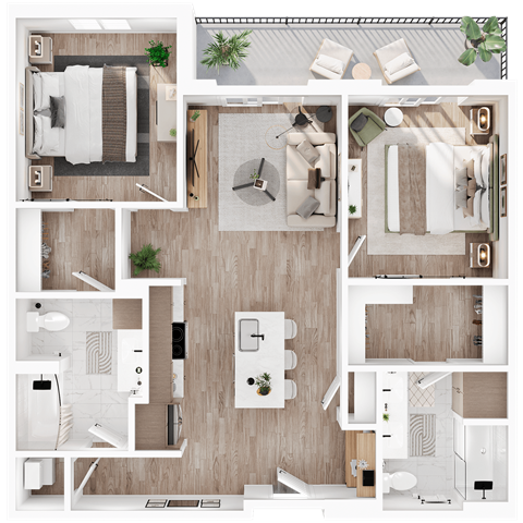 748 SF One Bed One Bath with Den Trailblazer Floor Plan at Lumen Lofts in Bentonville, AR