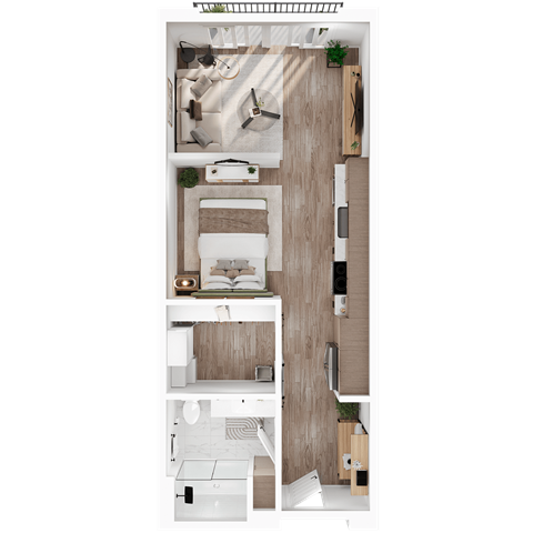 518 SF Studio Floor Plan at Lumen Lofts in Bentonville, AR