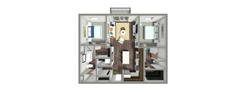 1035 SF Two bed Floor plan at Nexus at Grays Landing in Des Moines, IA