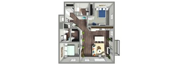1075 SF Two Bed Floor plan at Nexus at Grays Landing in Des Moines, IA