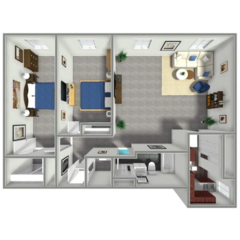 905 SF Two Bed Floor Plan at Orpheum Tower in Omaha, NE