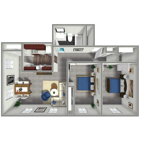 730 SF Two Bed Floor Plan at Orpheum Tower in Omaha, NE