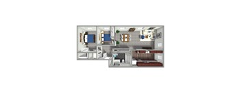 785 SF Two Bed Floor Plan at Orpheum Tower in Omaha, NE