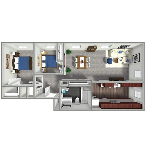 785 SF Two Bed Floor Plan at Orpheum Tower in Omaha, NE