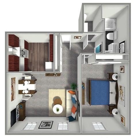 540 SF One Bed Floor Plan at Orpheum Tower in Omaha, NE