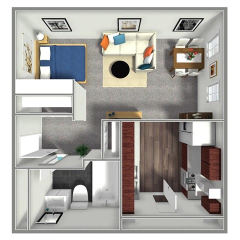 465 SF Studio Floor Plan at Orpheum Tower in Omaha, NE