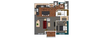 717 SF One-Bed One-Bath Floor Plan at Pacific West Apartments in Omaha, NE