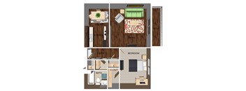 700 SF One-Bed One-Bath Floor Plan at Pacific West Apartments in Omaha, NE