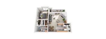736 SF one bedroom floor plan at Park West in Omaha, NE