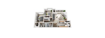 953 SF Two bedroom floor plan at Park West in Omaha, NE