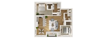 a floor plan of a 1 bedroom apartment at the crossings at white marsh apartments in white marsh