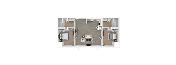 1,084 SF Two Bedroom ADA Floor Plan at Parkside Apartments and Shops in Bentonville, AR