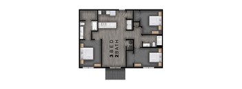 1,283 SF Three Bedroom Floor Plan Floor Plan at Prairie Park Apartments in Wayne, NE