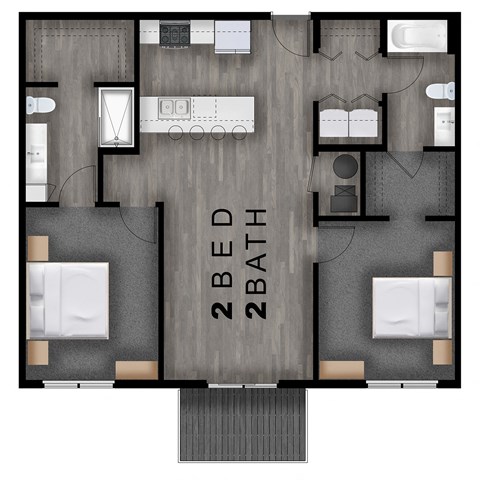 1056 SF Two Bed Two Bath Floor Plan at Prairie Park Apartments in Wayne, NE
