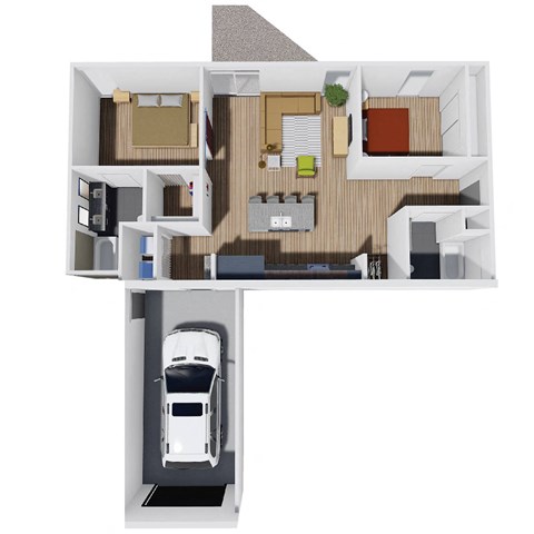 1,106 SF Two Bed Two Bath Foxglove Floor Plan at Red Barn in Bentonville, AR