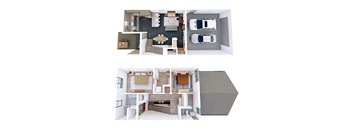 1,472 SF Two Bed Two and a Half Bath Dogwood Floor Plan at Red Barn in Bentonville, AR