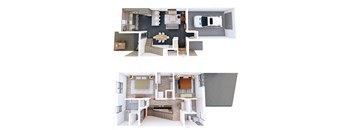 1,493 SF Two Bed Two and a Half Bath Magnolia Floor Plan at Red Barn in Bentonville, AR