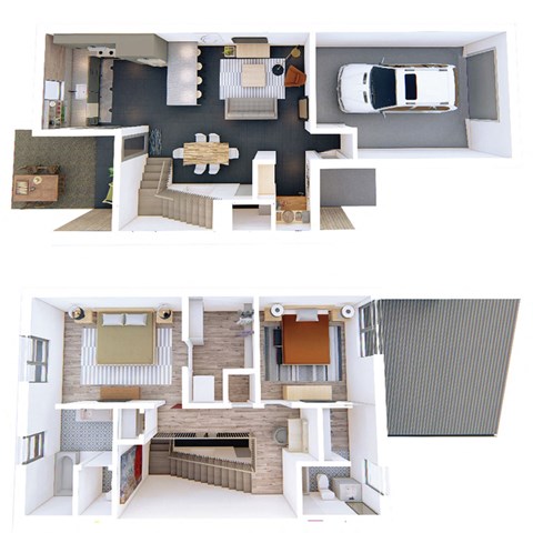 1,493 SF Two Bed Two and a Half Bath Magnolia Floor Plan at Red Barn in Bentonville, AR