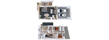 1,738 SF Three Bed Two and a Half Bath Wisteria Floor Plan at Red Barn in Bentonville, AR