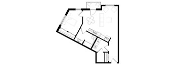 A black and white image of a floor plan for a house.