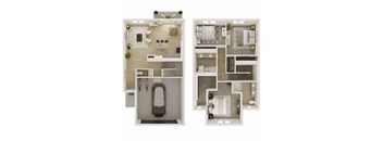 1,520-1,528 SF The Amber 3 Bed-2.5 Bath Floor Plan at Shadowbrooke Village in Rogers, AR