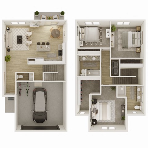 1,520-1,528 SF The Amber 3 Bed-2.5 Bath Floor Plan at Shadowbrooke Village in Rogers, AR