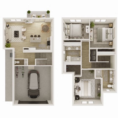 1,520-1,545 SF The Opal 3 Bed-2.5 Bath Floor Plan at Shadowbrooke Village in Rogers, AR