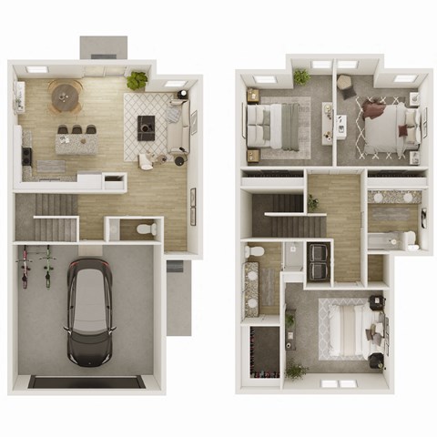 1,423-1,424 SF The Quartz 3 Bed-2.5 Bath Floor Plan at Shadowbrooke Village in Rogers, AR