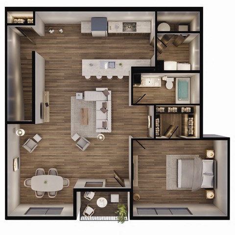 1061 SF one bedroom floor plan at Sterling at Prairie Trail North in Ankeny, IA