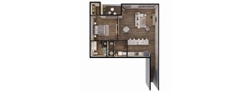 978 SF one bedroom floor plan at Sterling at Prairie Trail North in Ankeny, IA