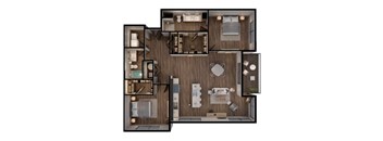 a 3d drawing of a floor plan of a house