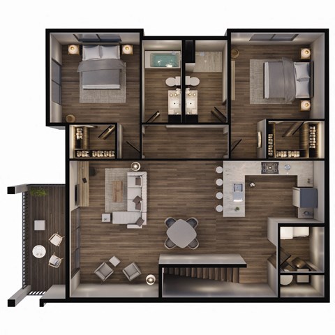 1237 SF two bedroom floor plan at Sterling at Prairie Trail North in Ankeny, IA