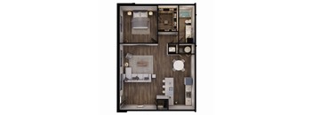 904 SF one bedroom floor plan at Sterling at Prairie Trail North in Ankeny, IA