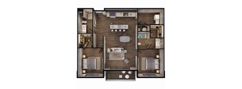 1,142 SF Two Bed Two Bath Sage Floor Plan at The Sterling at Prairie Trail North in Ankeny, IA