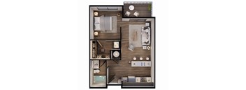 565 SF Ivory Studio Floor Plan at The Sterling at Prairie Trail North in Ankeny, IA