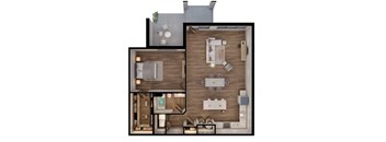 1,078 SF One Bed/One Bed Townhome Floor Plan at The Sterling at Prairie Trail North in Ankeny, IA