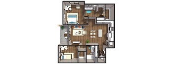 1,175 SF Two Bed Two Bath Spring Floor Plan at The Sterling at Prairie Trail North in Ankeny, IA