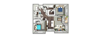 Two bed two bath floor plan at The Sterling at Prairie Trail in Ankeny, IA