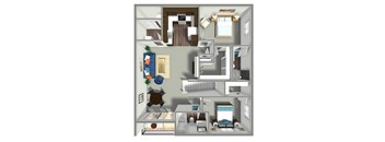 1,203 SF two bed two bath Sierra townhome floor plan at The Sterling at Prairie Trail in Ankeny, IA