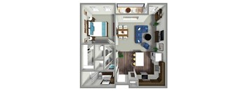 775-795 SF One Bed One Bath Veneto floor plan at The Sterling at Prairie Trail in Ankeny, IA