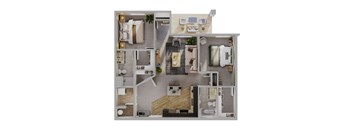 Two Bed - Two Bath 1,077 SF Banyon Floor Plan at Tamarin Ridge in Lincoln, NE