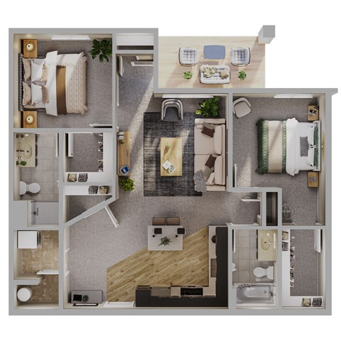 Two Bed - Two Bath 1,077 SF Banyon Floor Plan at Tamarin Ridge in Lincoln, NE