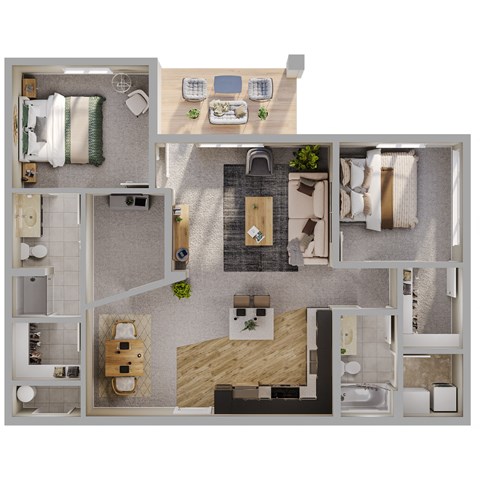 Two Bed - Two Bath 1,126 SF Barton Floor Plan at Tamarin Ridge in Lincoln, NE