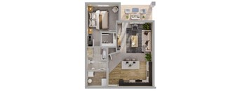 One Bed - One Bath 771 SF Bridle Floor Plan at Tamarin Ridge in Lincoln, NE