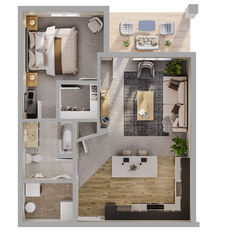 One Bed - One Bath 771 SF Bridle Floor Plan at Tamarin Ridge in Lincoln, NE
