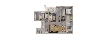 Two Bed - Two Bath 1,219 SF Burnet Floor Plan at Tamarin Ridge in Lincoln, NE
